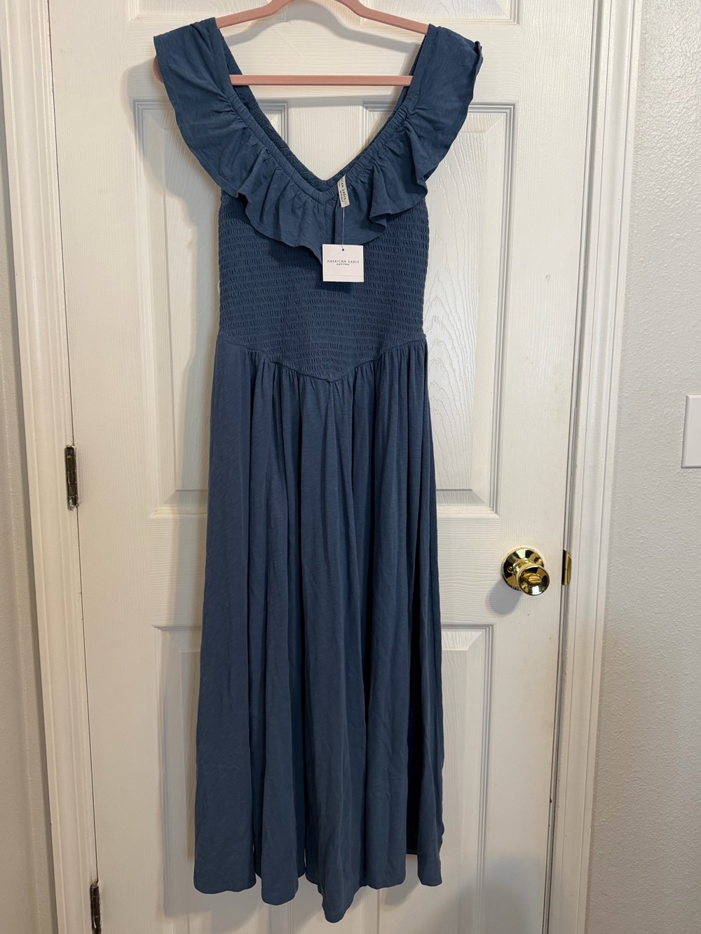 AE Sunchaser Knit Drop Waist Midi Dress Size Xs, Navy